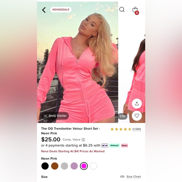 NEW Fashion Nova Trendsetter Neon Pink Velour Shorts - SMALL - 2000’s Y2K - Picture 8 of 8